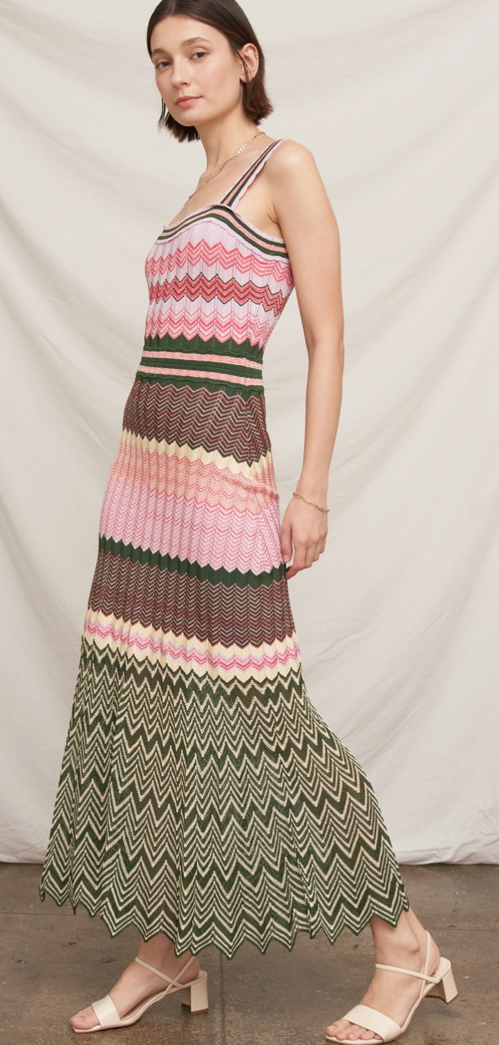 chevron dress maxi Blushing stylecode:D1704 Garment Measurements How to Connected Apparel Earthy Floral Size:10 (M)