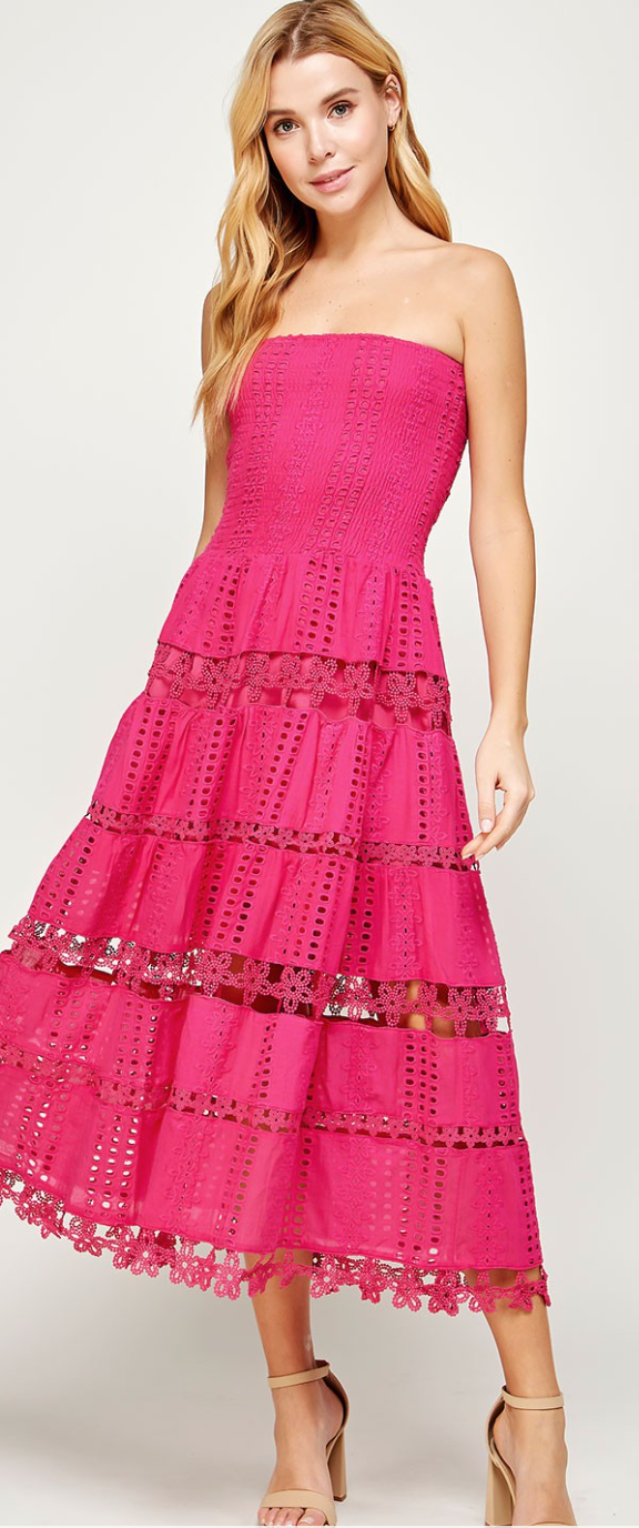 Scalloped tube midi dress on sale