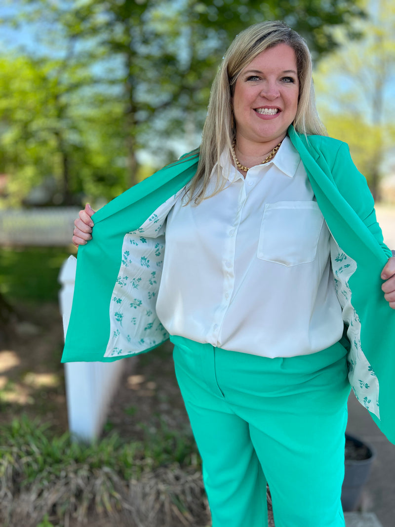 Gorgeous in Green Blazer-Plus Size