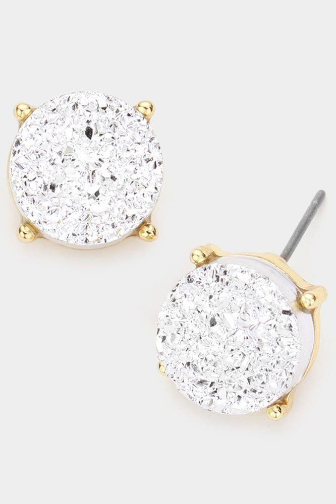 Round Druzy Stud Earring