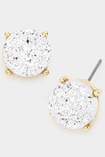Round Druzy Stud Earring