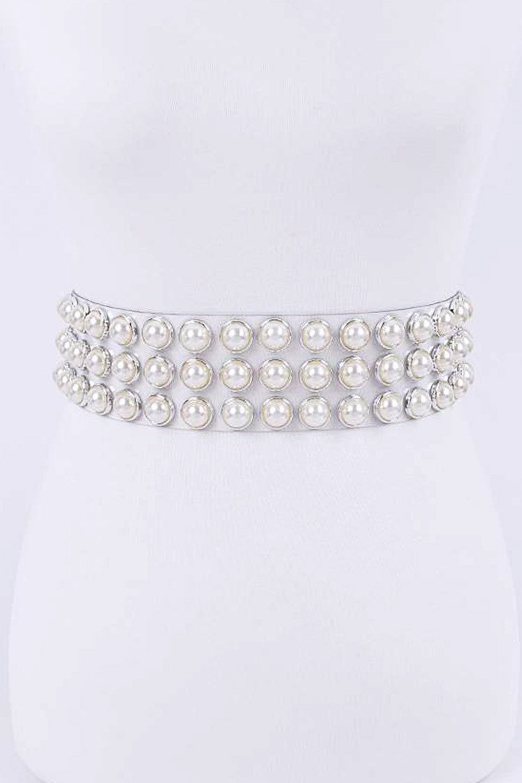 Clear Pearl Stud Belt