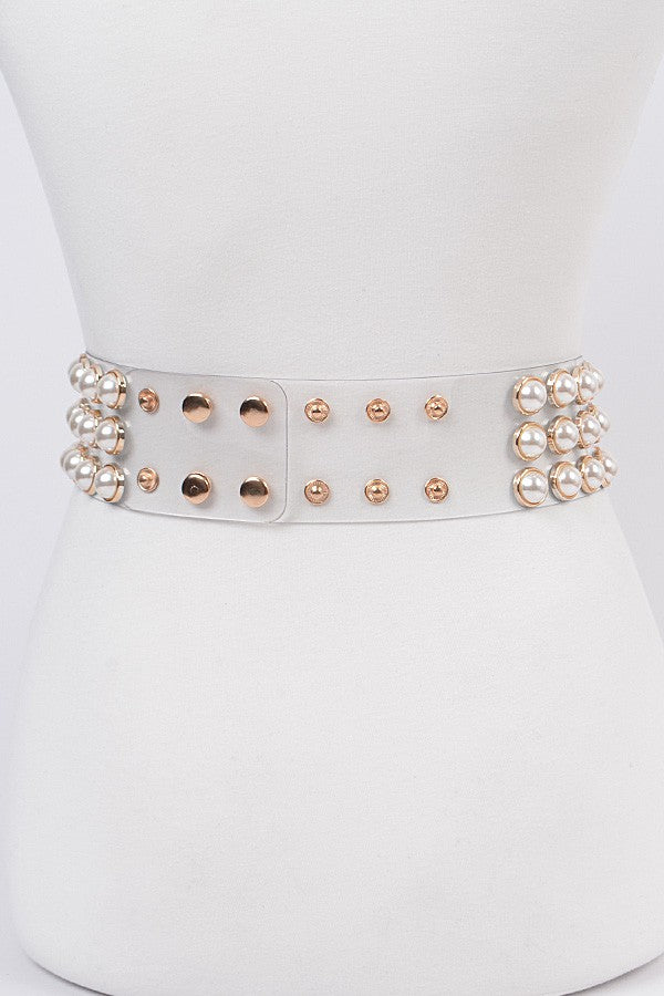 Clear Pearl Stud Belt