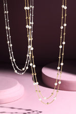 Pearl & Chain Necklace Earring Set