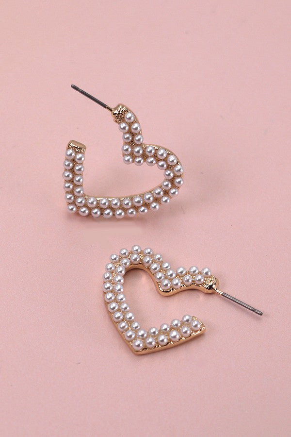 Pearl Heart Hoop Earring