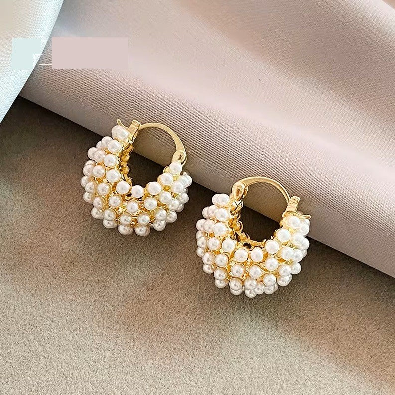 Pearl Flower Basket Earrings