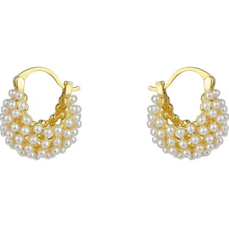 Pearl Flower Basket Earrings
