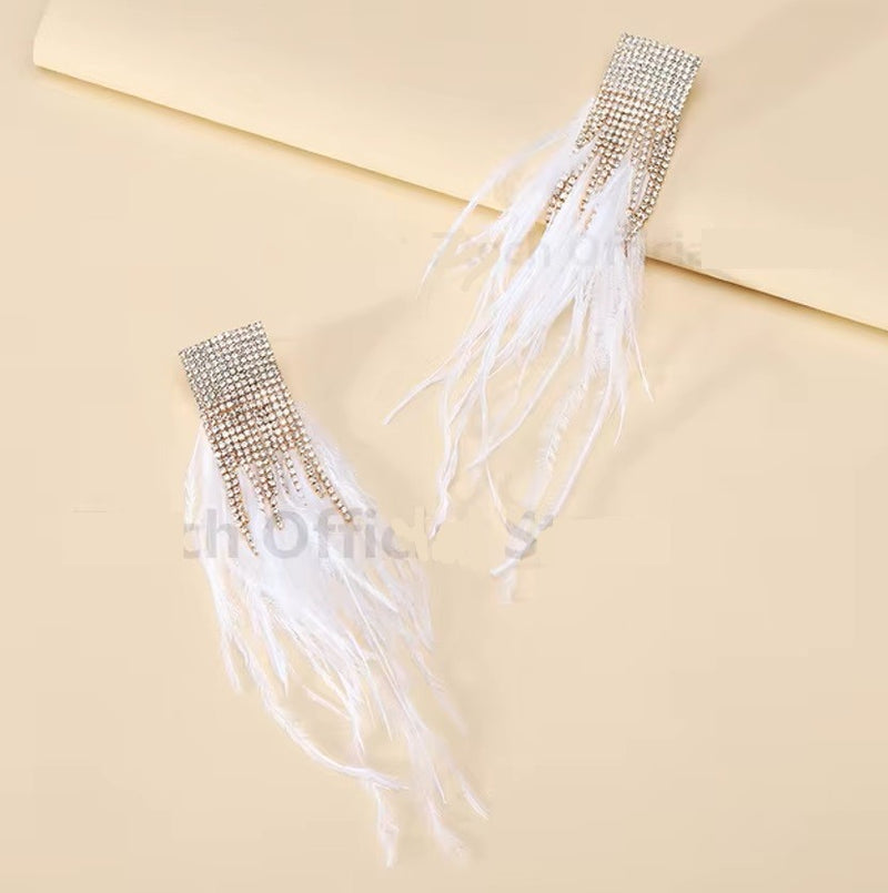 Feather Crystal Tassel Earring