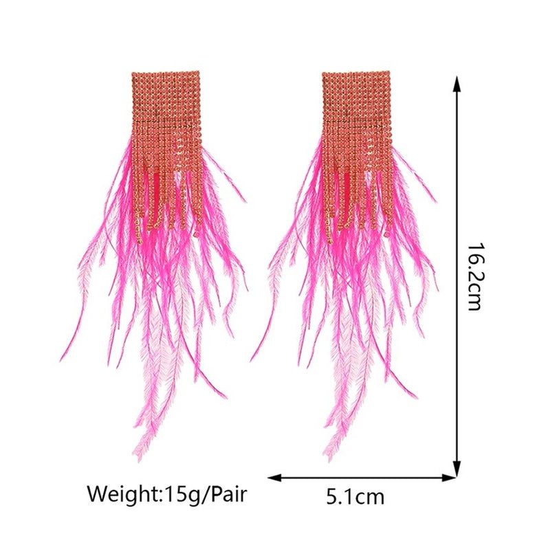 Feather Crystal Tassel Earring
