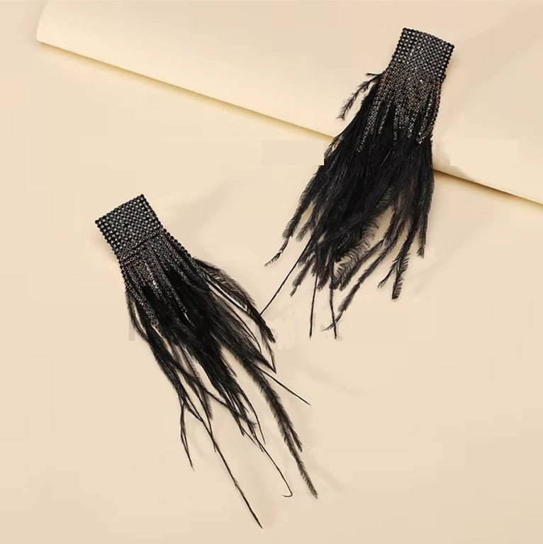 Feather Crystal Tassel Earring
