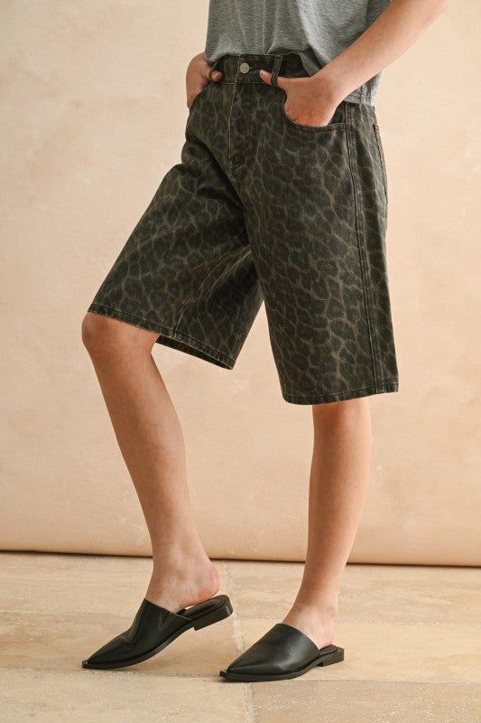 Cheetah Fade Denim Jorts