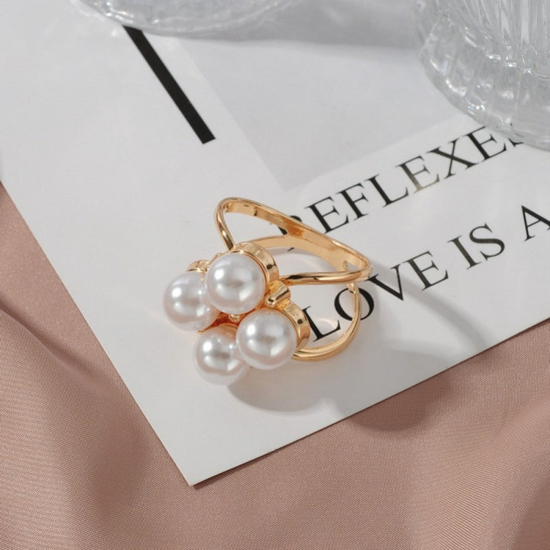 Pearl Scarf Holder Slider Ring
