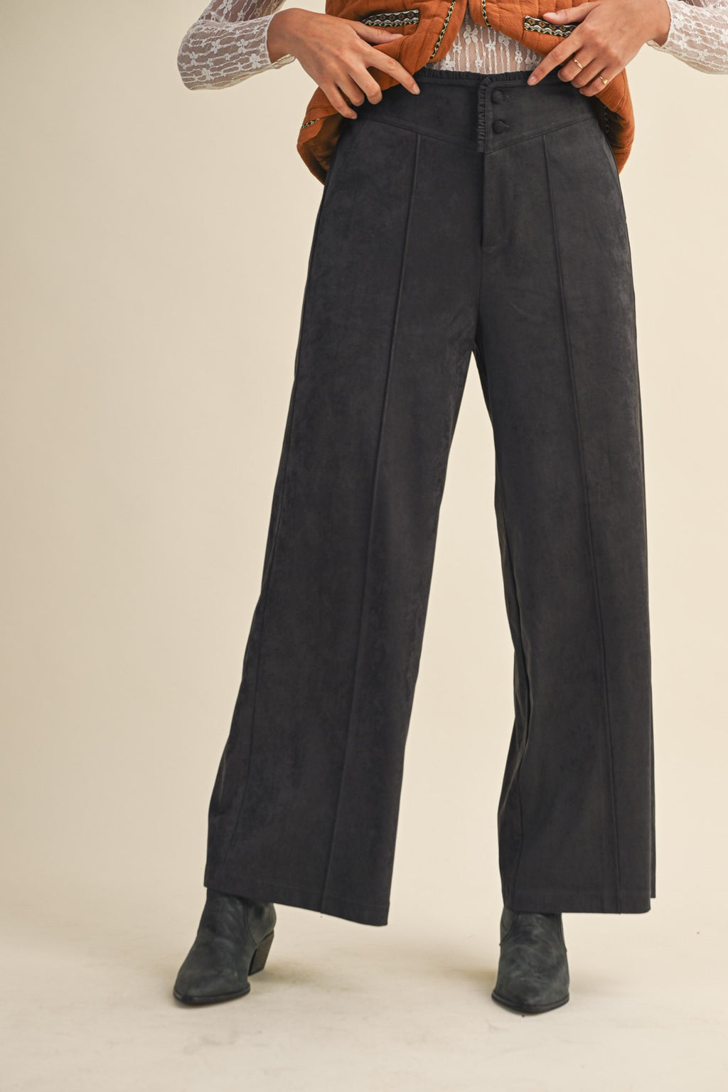 Charcoal Suede Trousers