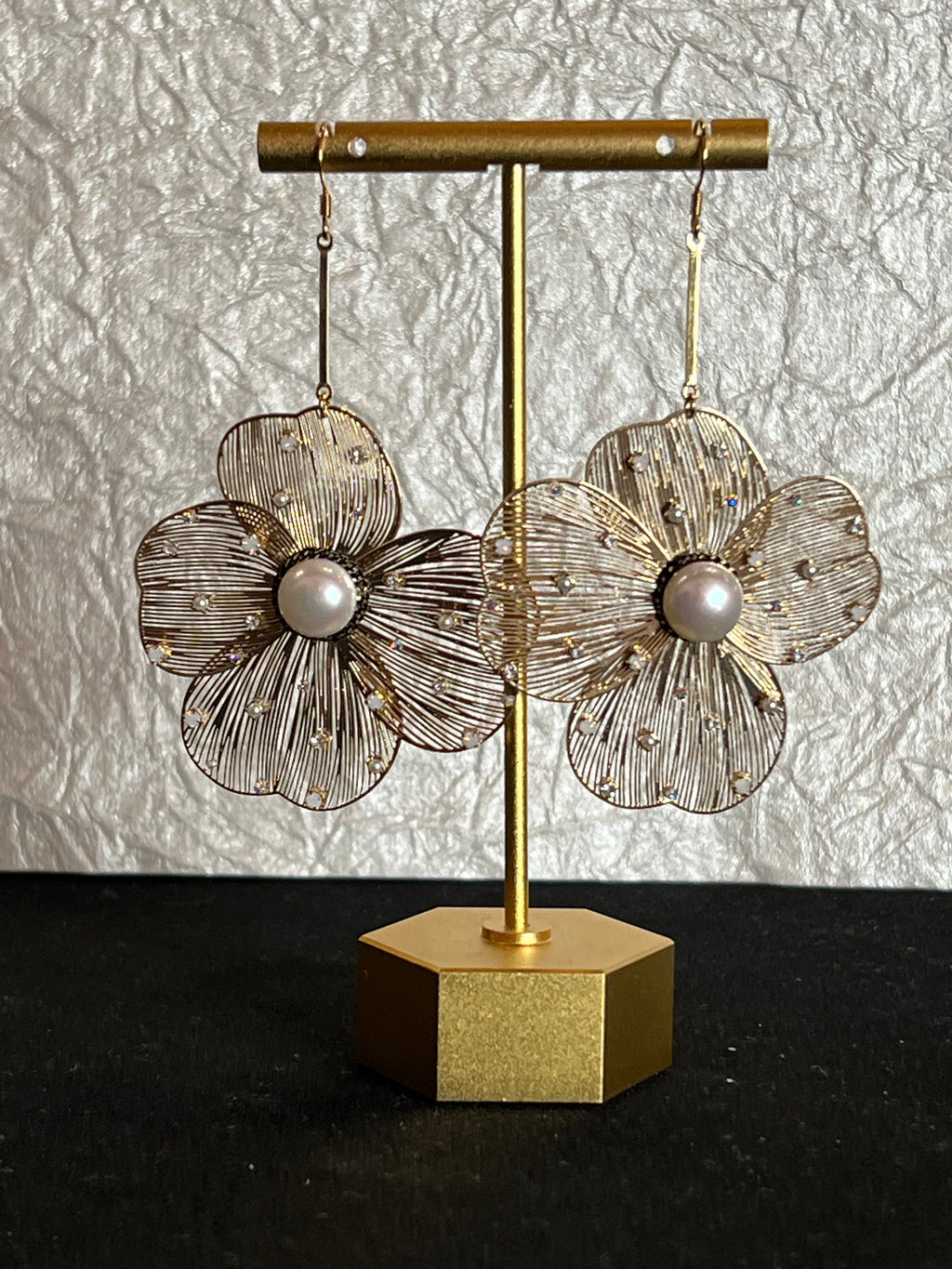 Gold Blossom Flower Earrings