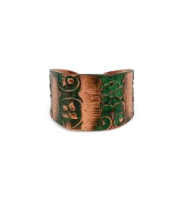 Green Floral Cuff Ring