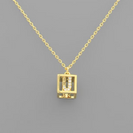 Initial Square Pendant Necklace