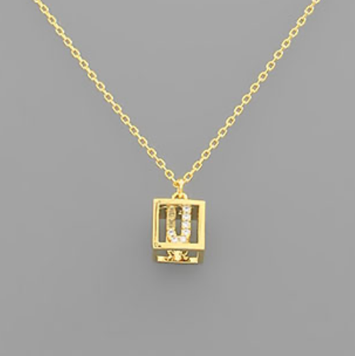 Initial Square Pendant Necklace