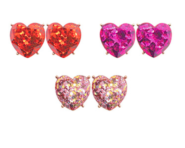 Glitter Hearts Stud