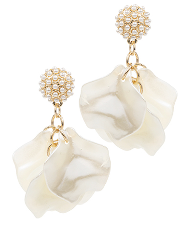 Pearl Petal Dangly Earrings