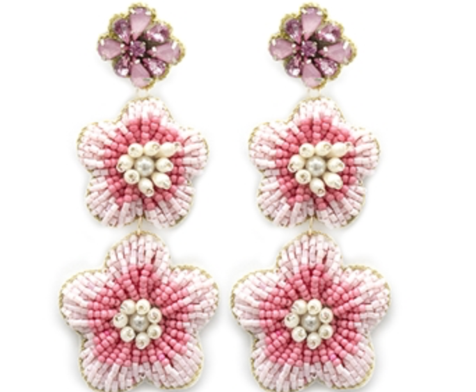 Beaded Floral Earrings