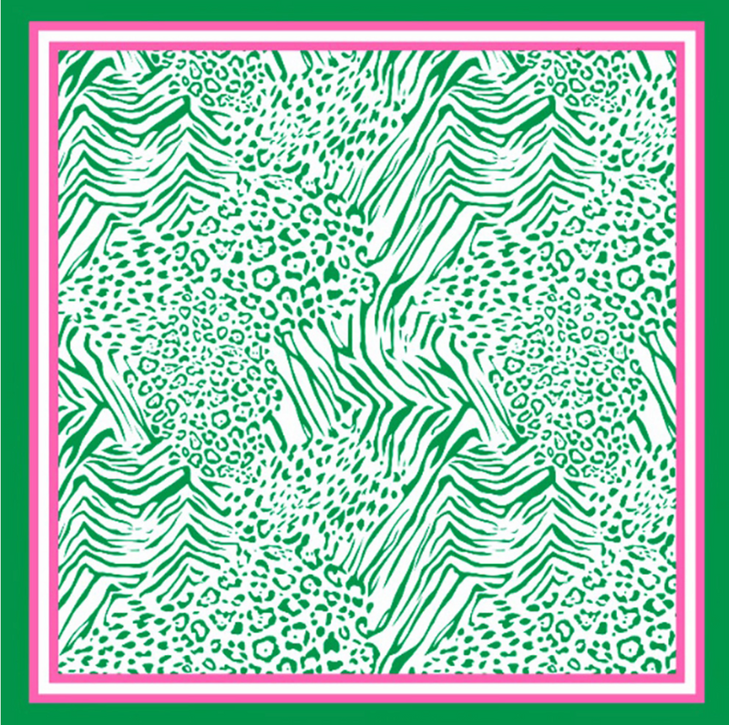 Pink and Green Satin Scarf