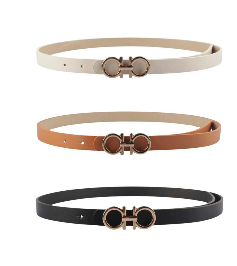 Double Round Metal Buckle Belt