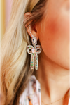 Glam Beaded Bow Drop Earrings
