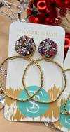 Glitter Top Hoops - Round