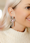 Glam Beaded Bow Drop Earrings