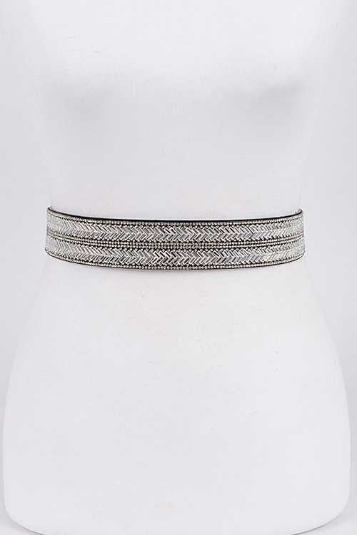 Chevron Crystal Stretch Belt