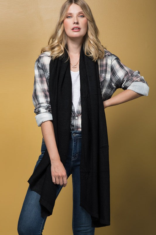 Soft Knit Garter Scarf Black
