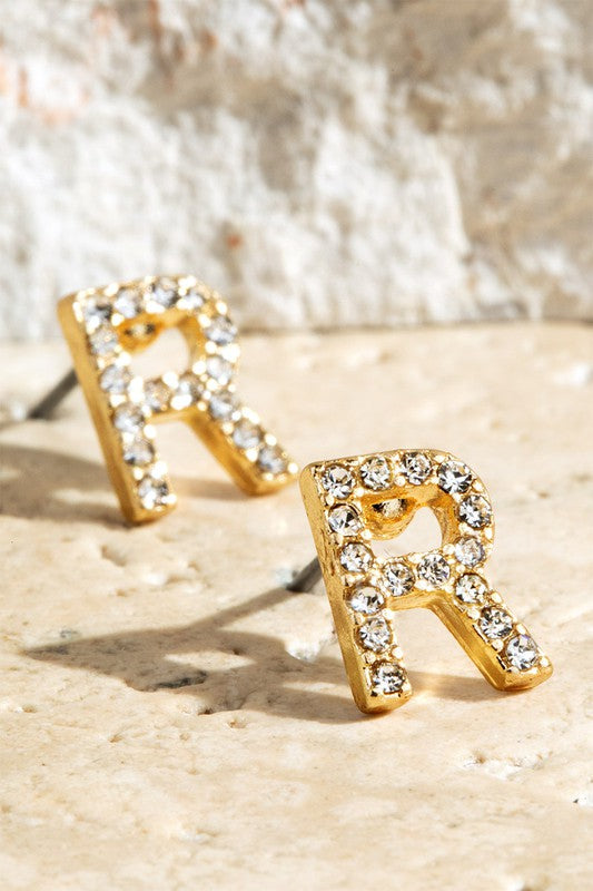 Crystal Initial Earrings