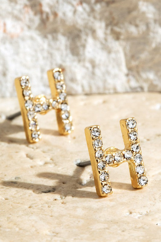Crystal Initial Earrings