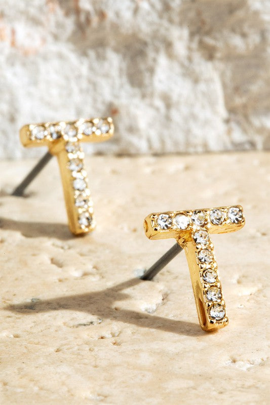 Crystal Initial Earrings