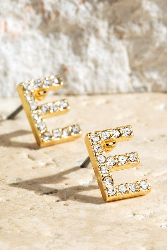 Crystal Initial Earrings