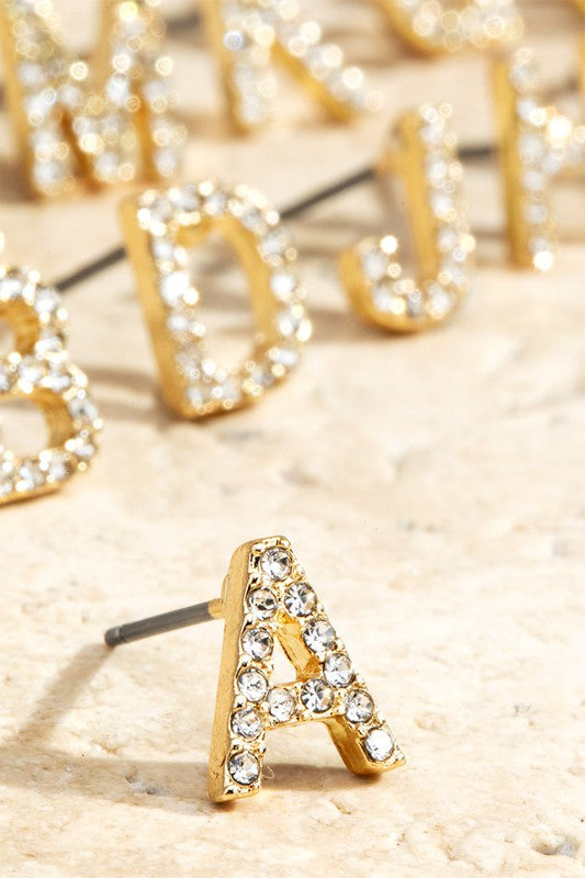 Crystal Initial Earrings