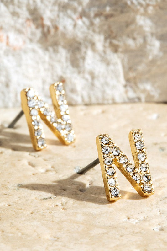 Crystal Initial Earrings