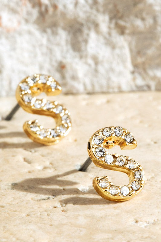Crystal Initial Earrings