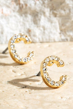 Crystal Initial Earrings