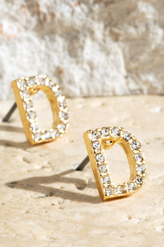 Crystal Initial Earrings