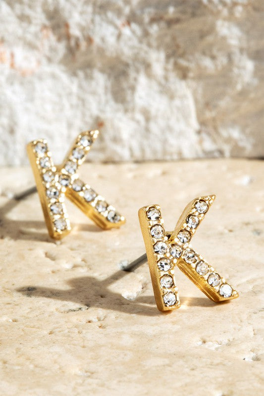 Crystal Initial Earrings