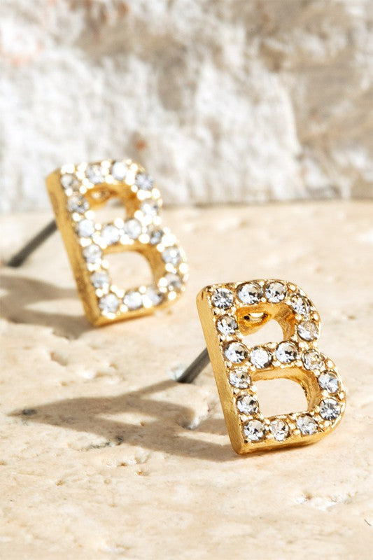 Crystal Initial Earrings