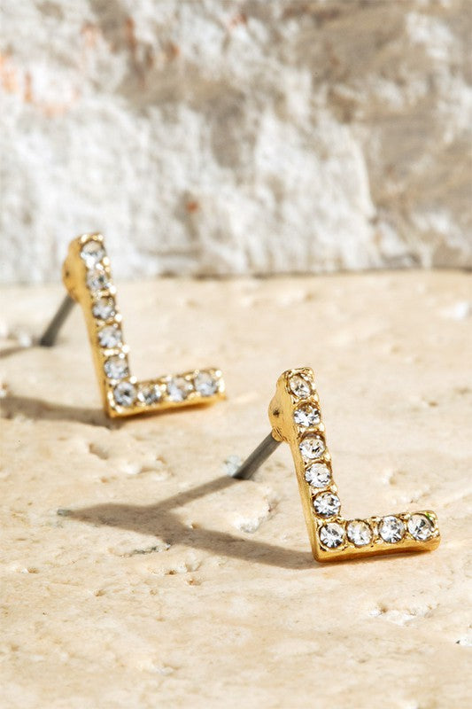 Crystal Initial Earrings