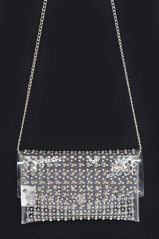 Clearly Studded Clutch