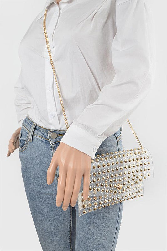 Clearly Studded Clutch