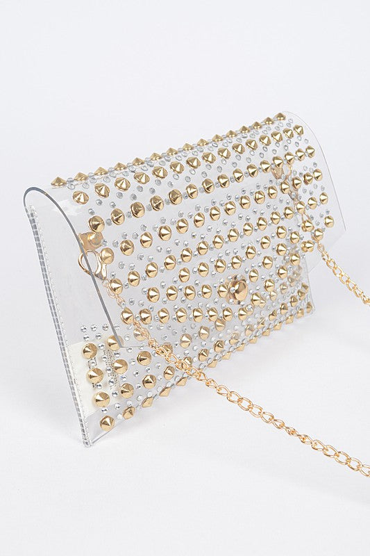 Clearly Studded Clutch