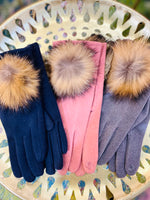 Smart Touch Fur Pom Pom Gloves