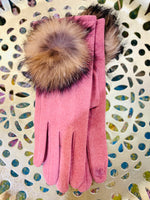 Smart Touch Fur Pom Pom Gloves