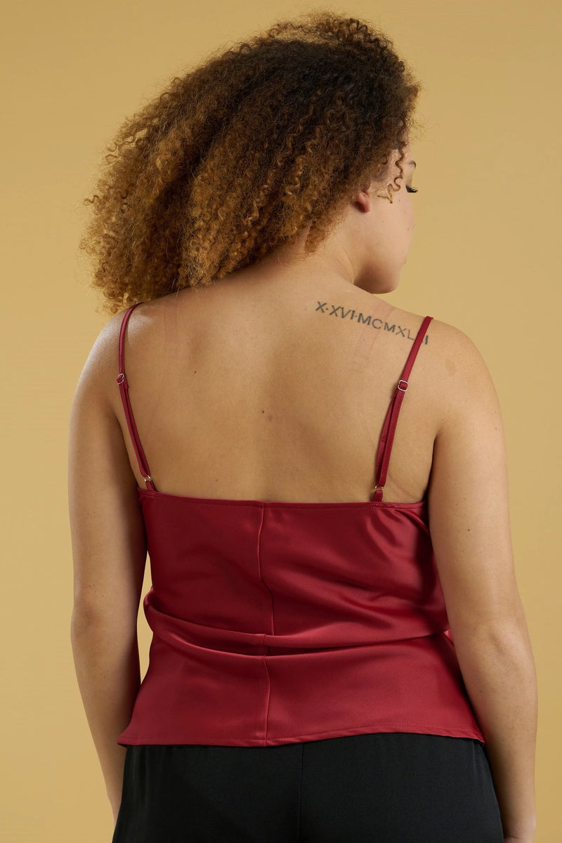Satin Cowl Neck Cami - Plus Size