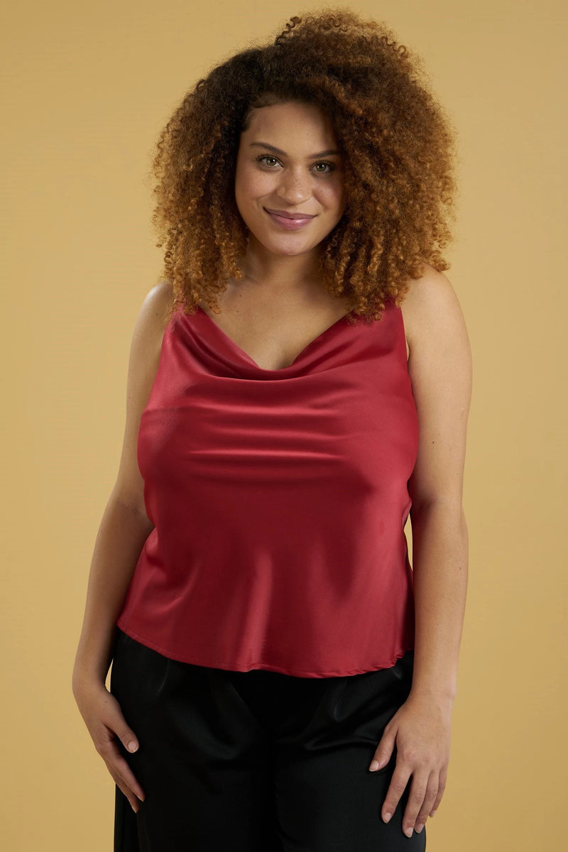 Satin Cowl Neck Cami - Plus Size